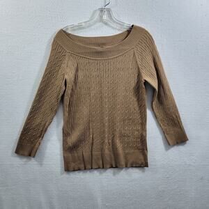 Talbots Women's Tan Pima Cotton Sweater 3/4 Sleeve Size M 91824-0882